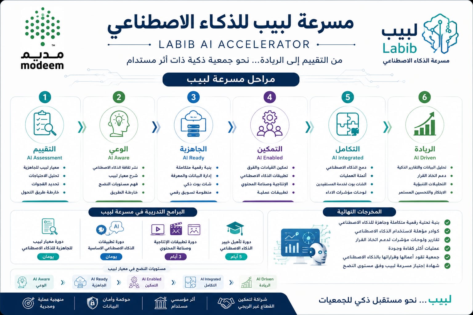 خريطة مسرعة لبيب: المراحل الست والبرامج التدريبية والمخرجات